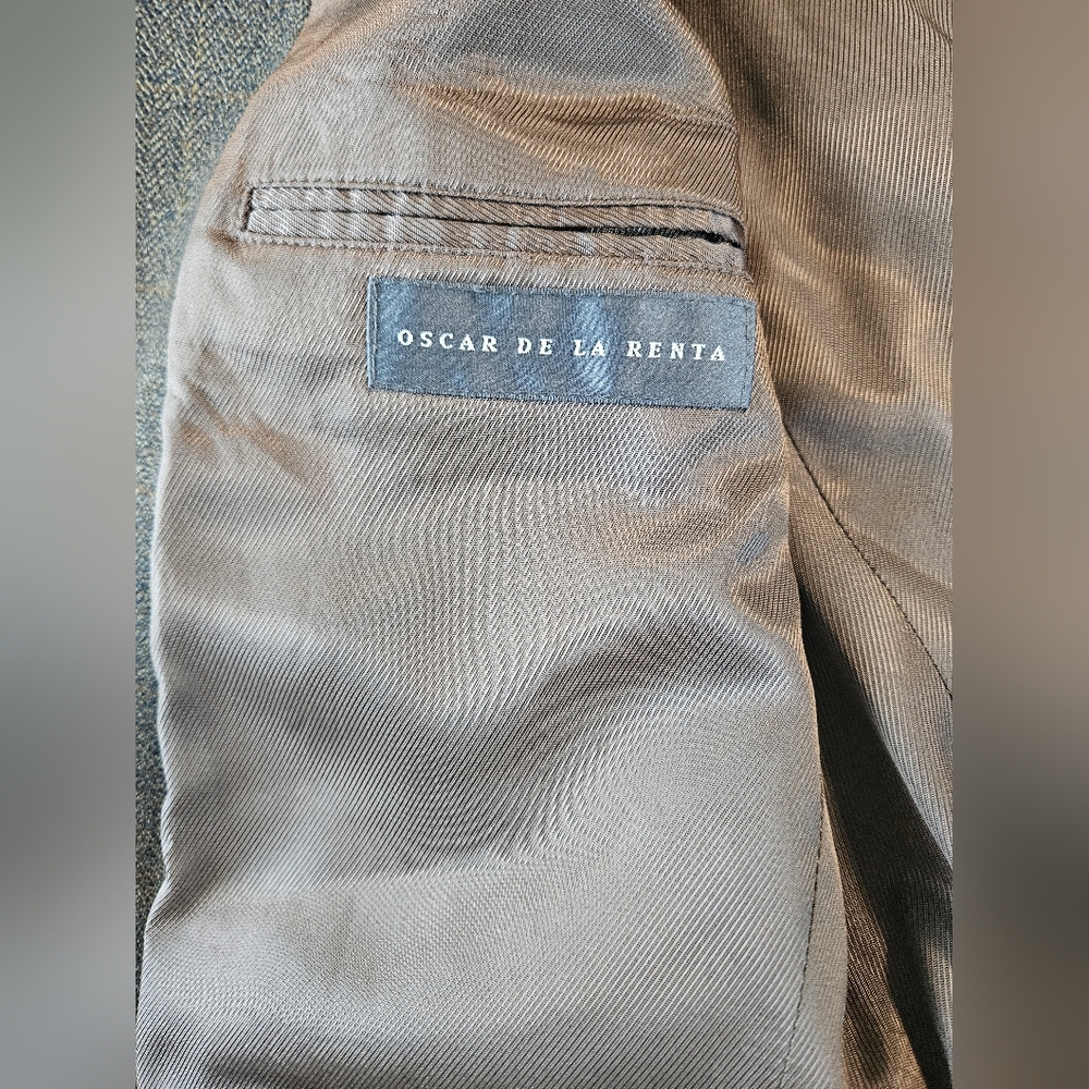 Oscar De La Renta mens 40 brown crosshatched sports jacket - Picture 8 of 9